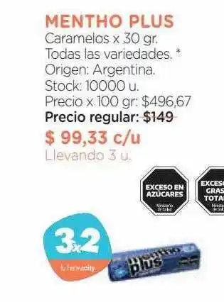 Farmacity Mentho plus caramelos oferta