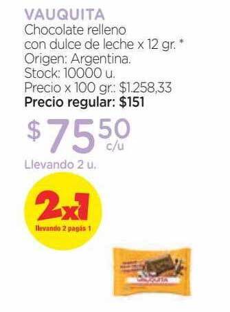 Farmacity Vauquita chocolate relleno con dulce de leche oferta