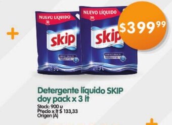 Supermercados Buenos Días Skip Detergente líquido doy pack x 3 lt oferta