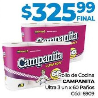Diarco Campanita Rollo de Cocina Ultra 3un x 60 Paños oferta