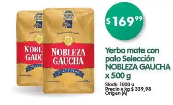 Supermercados Buenos Días Nobleza Gaucha Yerba mate cion palo Selección x 500 g oferta
