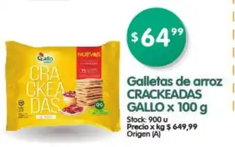 Supermercados Buenos Días Crackeadas Gallo Galletas de arroz x 100 g oferta