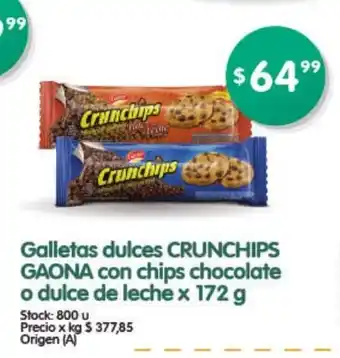 Supermercados Buenos Días Crunchips Galletas dulces con chips chocolate o dulce de leche x 172 g oferta