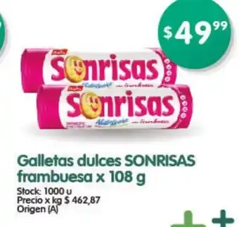 Supermercados Buenos Días Sonrisas Galletas dulces frambuesa x 108 g oferta