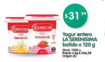 Supermercados Buenos Días La Serenisima Yogur entero batido x 120 g oferta