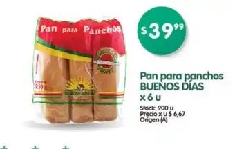 Supermercados Buenos Días Buenos Días Pan para panchos x 6 u oferta
