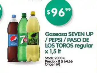 Supermercados Buenos Días Seven up/ Pepsi/ Paso de Los Toros Gaseosa regular x 1,5 lt oferta