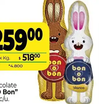 La Anonima Bon O Bon Conejo de chocolate x 50 g. c/u. oferta
