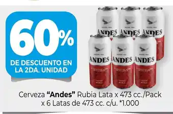 La Anonima Andes Rubia Cerveza Lata x 473 cc./Pack x 6 Latas de 473 cc. c/u. *1.000 oferta