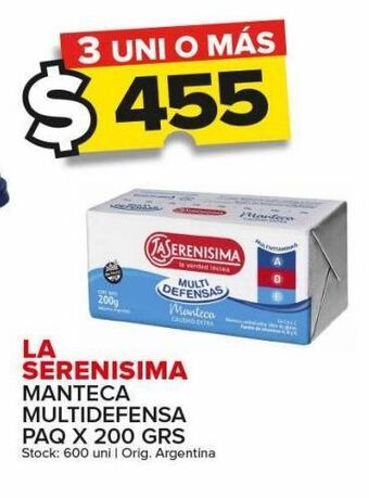Carrefour Maxi Manteca la serenísima x 200g oferta