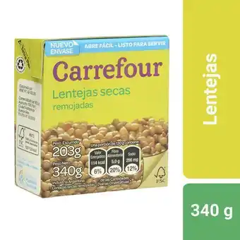 Lentejas secas remojadas carrefour 340 g.