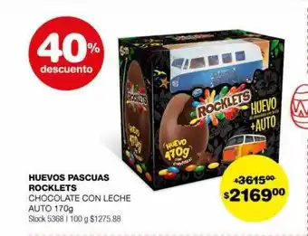 Atomo Conviene Huevos de pascuas rocklets chocolate con leche auto 40% descuento oferta