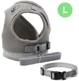 Frávega Arnés pretal perro gato con correa gris large oferta