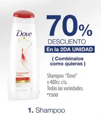La Anonima Dove Shampoo x 400cc c/u. Todas las variedades oferta