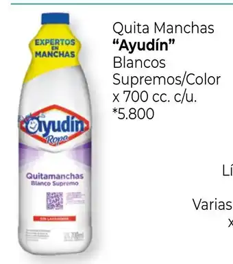 La Anonima Ayudín Quita Manchas Blancos Supremos/Color x 700 cc. c/u. oferta