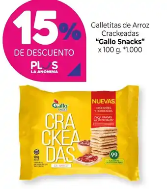 La Anonima Gallo Snacks Galletitas de Arroz Crackeadas x 100 g. oferta