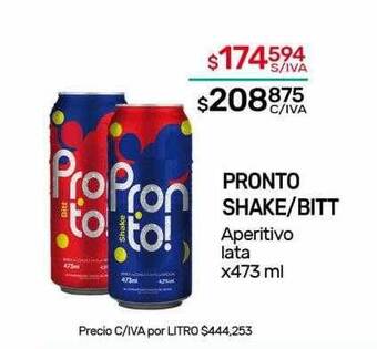 Nini Mayorista Pronto shake bitt aperitivo lata oferta