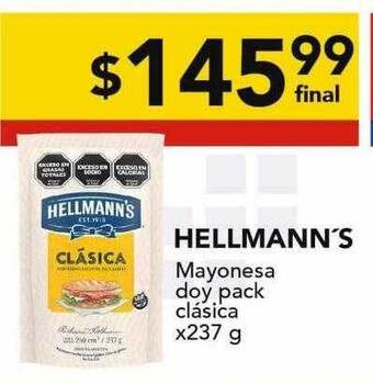 Nini Mayorista Hellmann's mayonesa doy pack clásica oferta