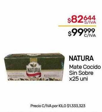 Nini Mayorista Natura mate cocido sin sobre oferta
