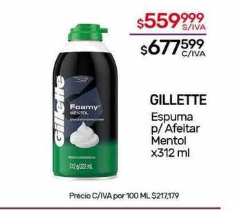 Nini Mayorista Gillette espuma p afeitar mentol oferta
