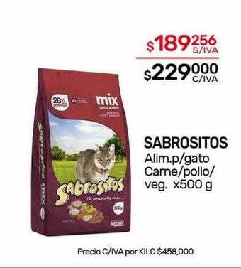 Nini Mayorista Sabrositos alim. p gato carne pollo veg. oferta