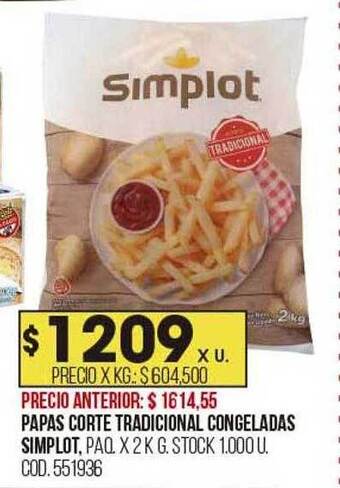 Coto Papas corte tradicional congeladas simplot oferta