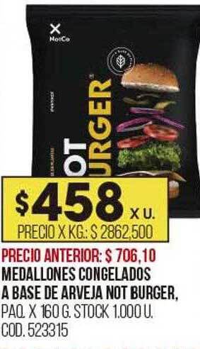 Coto Medallones congelados a base de arveja not burger oferta