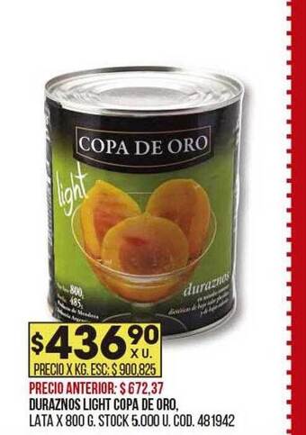 Coto Duraznos light copa de oro oferta