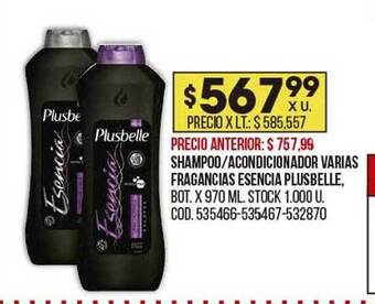 Shampoo acondicionador varias fragancias esencia plusbelle