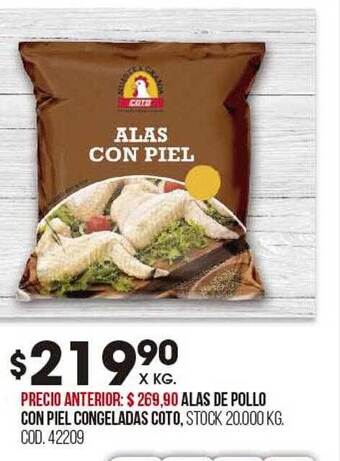 Coto Alas de pollo con piel congeladas coto oferta