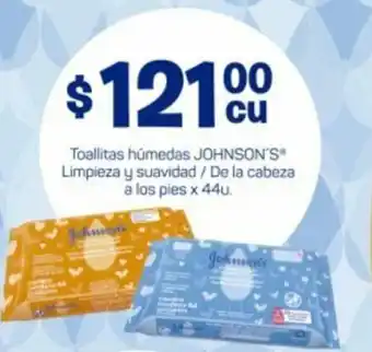 Supermercados DIA Johnson's Toallitas húmedas Limpieza y suavidad/De la cabeza a los pies x 44u oferta