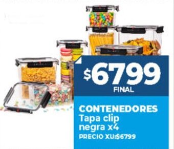 Supermayorista Vital Contenedores Tapa Clip Negra x 4 oferta