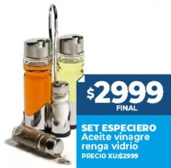 Supermayorista Vital Set Especiero Aceite Vinagre Renga Vidrio oferta