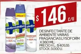 Supermercados DIA Lysoform Desinfectante De Ambiente Varias Fragrancias x 360ml oferta