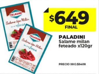 Supermayorista Vital Paladini Salame milan feteado x 120g oferta