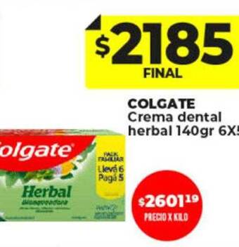 Supermayorista Vital Colgate crema dental herbal oferta