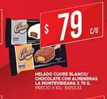Supermercados DIA Helado Cuore Blanco/Chocolate Con Almendras La Montevideana x 75g oferta