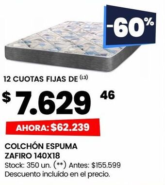 Changomas Colchón espuma zafiro 140x18 oferta