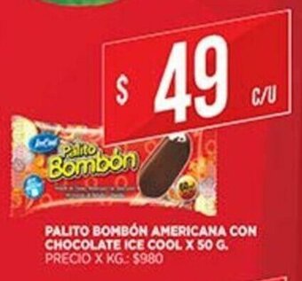 Supermercados DIA Palito Bombón Americana Con Chocolate Ice cool x 50g oferta