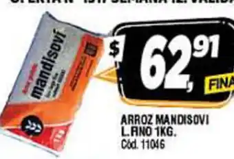 Supermercados Yaguar Mandisovi Arroz L. Ano 1kg oferta