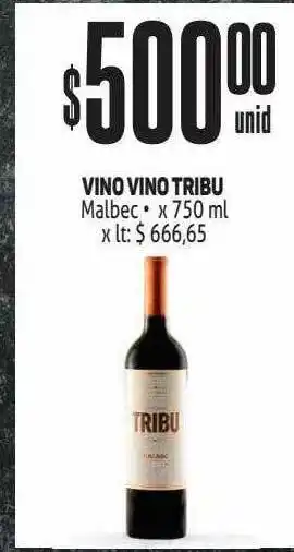 Makro Vino tinto tribu malbec oferta