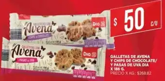 Supermercados DIA Galletas De Avena Y Chips De Chocolate/ Y Pasas De Uva Dia x186g oferta