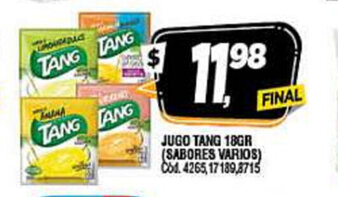 Supermercados Yaguar Tang Jugo 18gr ( Sabores Varios) oferta