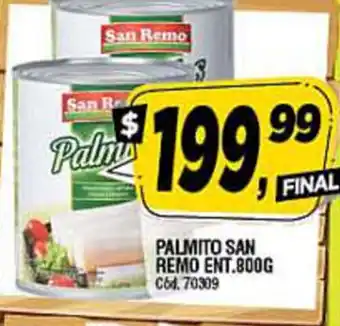 Supermercados Yaguar San Remo Palmito Ent. 800g oferta