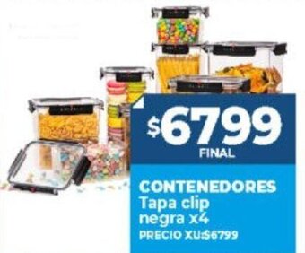 Supermayorista Vital Contenedores Tapa Clip negra x 4 oferta