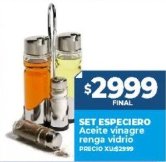 Supermayorista Vital Set Especiero Aceite Vinagre Renga Vidrio oferta