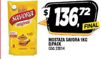 Supermercados Yaguar Savora Mostaza 1kg D/Pack oferta