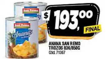 Supermercados Yaguar Anana's San Remo Trozos 836/8500 oferta
