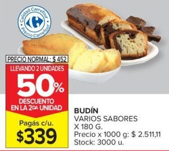 Carrefour Budín varios sabores x 180g oferta