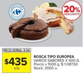 Carrefour Rosca Tipo Europea varios sabores x 400g oferta
